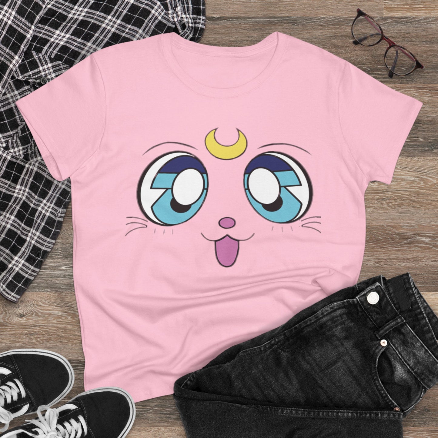 Moon Kitty Cotton Tee - KawaiiFits™