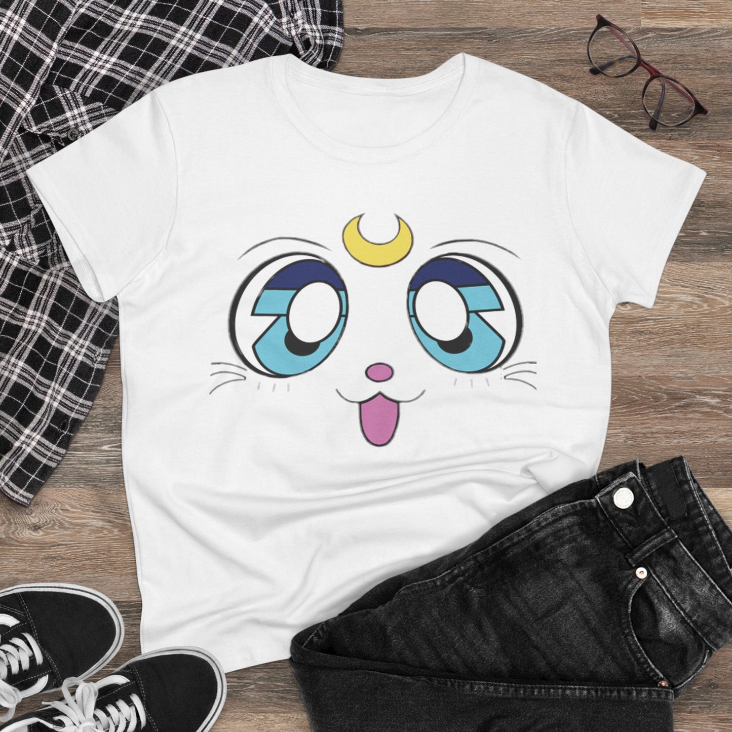 Moon Kitty Cotton Tee - KawaiiFits™