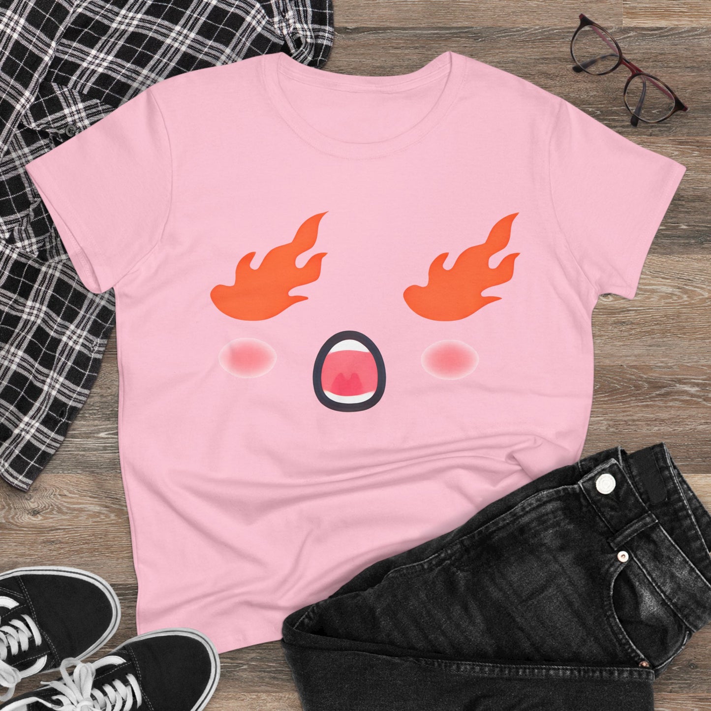 Fire Eyes Cotton Tee - KawaiiFits™